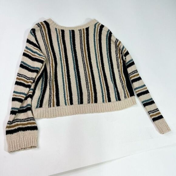 Salt Water Luxe Sweater Womens XS Cream & Black Striped Beachy Knitted Pullover - Picture 6 of 9